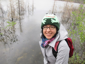 Jessica Tremblay with her frog hat